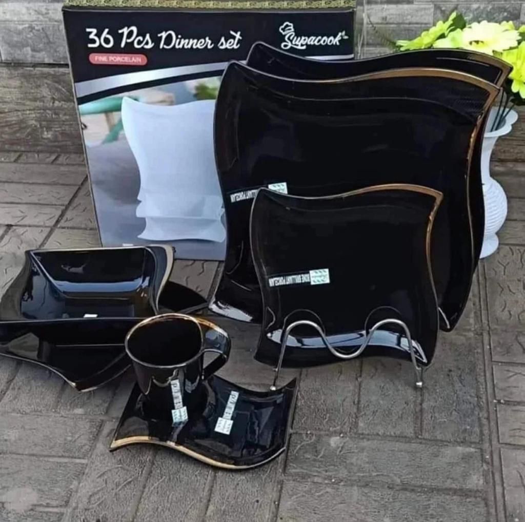 36pcs Shapely Dinner set black