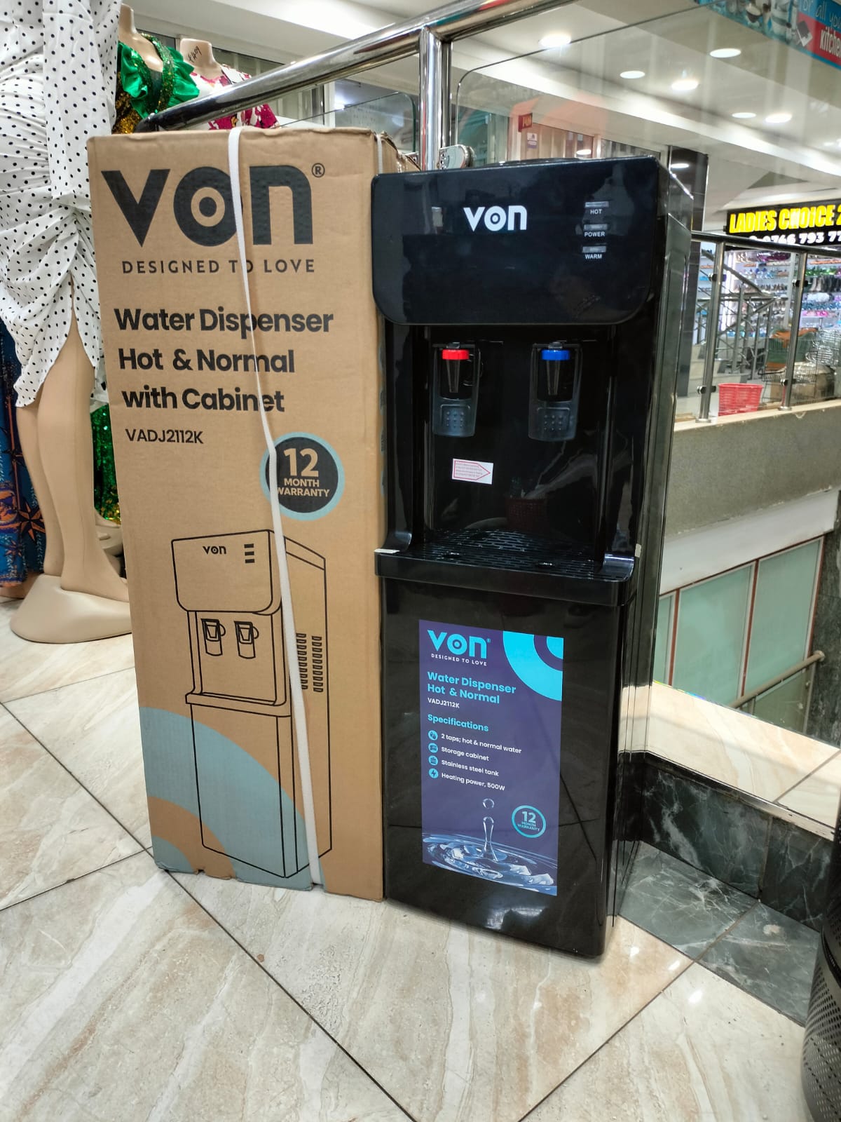 Von Hot & Normal Water Dispenser - Black
