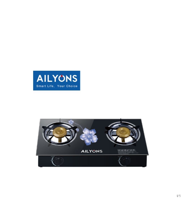 AILYONS GS014-4 2 Burner Glass Top Gas Cooker & Infrared Double Burner (1yr wrty)
