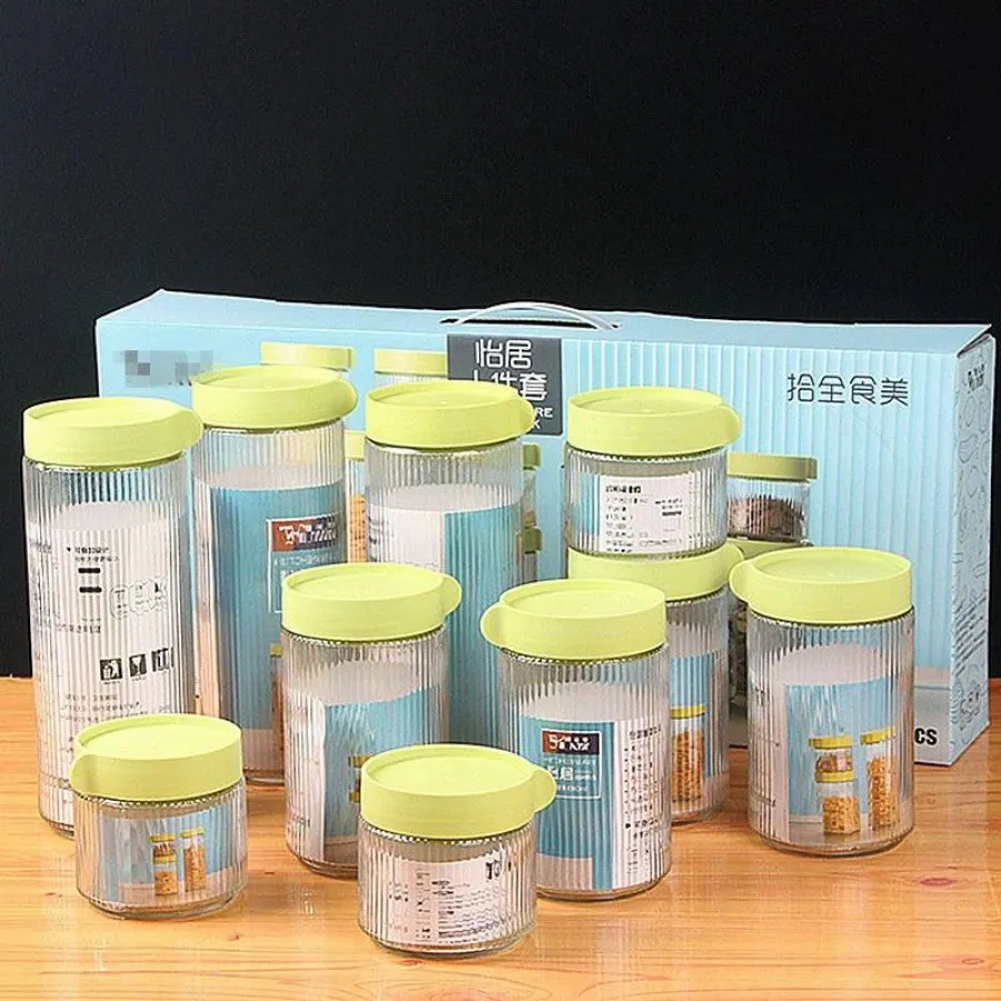 10PC Ribbed Glass Jar Storage Set – 3 Sizes - Image 2