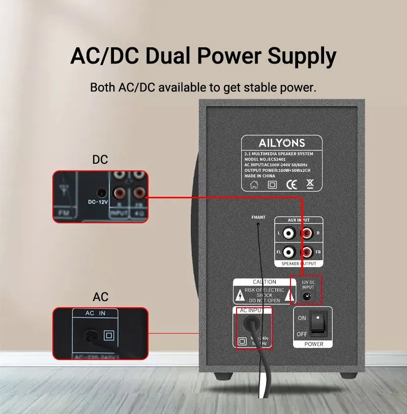 AILYONS ECS2401 2.1CH SubWoofer Home Theatrer Multi Media Speaker System, 1YR WRTY - Image 3