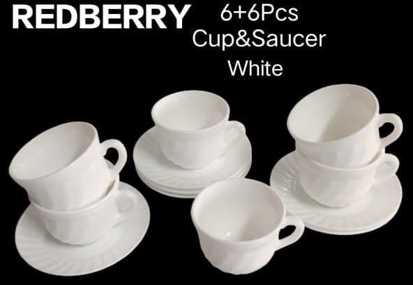 REDBERRY PREMIUM RANGE OF OPALWARE:  CUP & SAUCER  (22cl)  plain