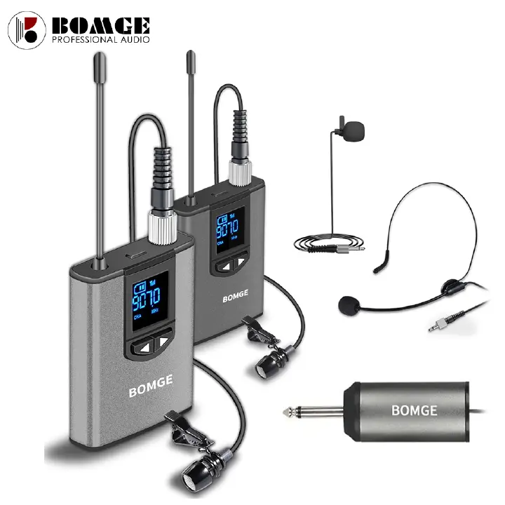 BOMGE Dual Wireless Lavalier Mic System for iPhone, Camera & Video Recording