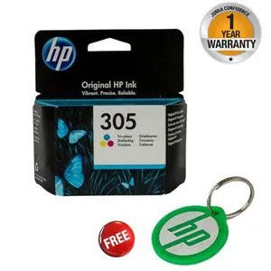 HP 305 Tri-color Original Ink Cartridge + Keyholder