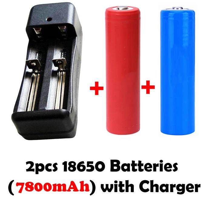 2 Slots 7800mAh 18650 Rechargeable Batteries 3.7V + Universal Charger Adapter