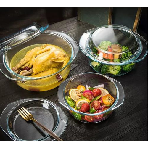 Signature 3pcs Microwave Safe Glass Casserole Dish