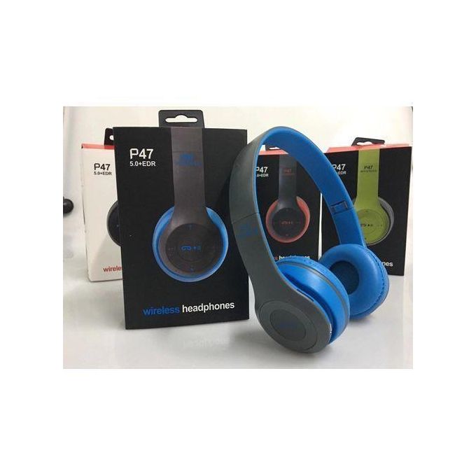 P47 Wireless Bluetooth Headphones - Blue/Black