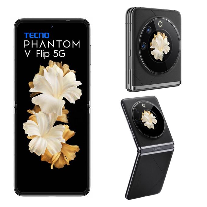 Tecno Phantom V Flip 5G, 256GB + 8GB RAM (Single SIM) 4000mAh, Iconic Black