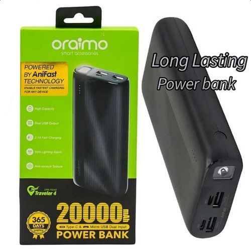 Oraimo Traveler 20000mAh Power Bank For Charging Xiaomi Redmi,Samsung,Nokia Phones