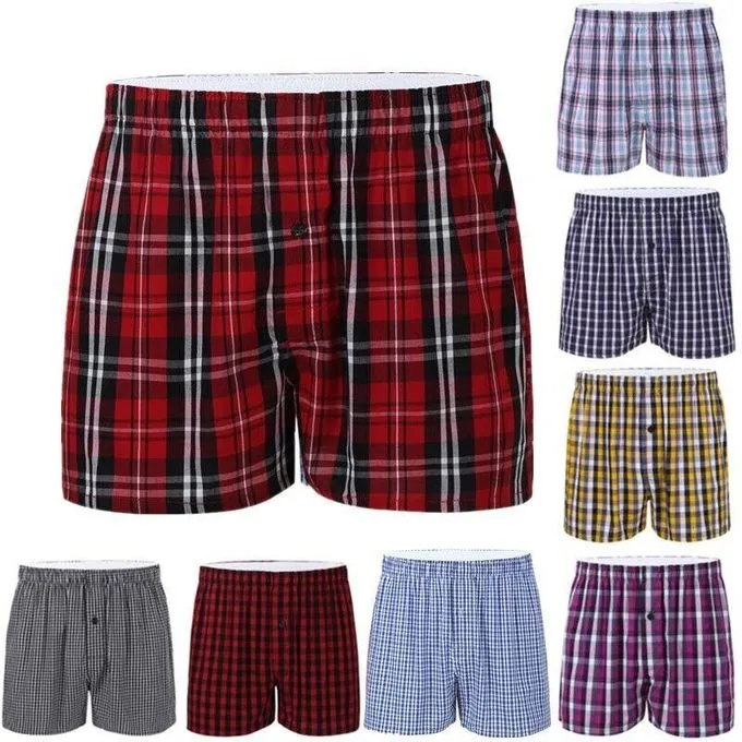 3 Pcs Men's Cotton Boxers. 100% Cotton (Checked Cotton Boxers)