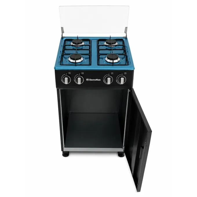 4 Burner Full Gas Standing Cooker With Gas Compartment, Glass Lid & Metallic Body - Black - Image 2