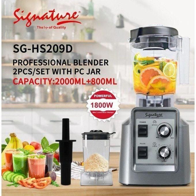 Signature 2 In 1 High Power Commercial Kitchen Heavy Duty Blender With A Grinder-1800Watts And 2L Jar, 800ML Grinder Jar