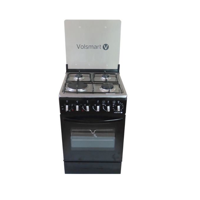 ICECOOL Volsmart 4 Burners Free Standing Gas Cooker Cooking Range with 60L Oven 3 Gas + 1 Electric VGS-581 Black
