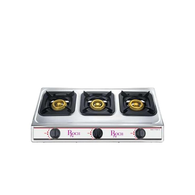 Roch RGC-307TT, 3-Burner Automatic Gas Cooker - Silver