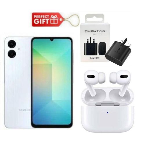 Samsung Galaxy A06 6.7" Display, 128GB ROM + 4GB RAM (Dual Sim)50MP Camera,4G Nertwork, 5000mAh - lightblue + Travel adapter & earpods - Image 2