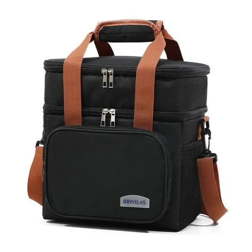 Portable double-layer waterproof lunch insulation bag Black