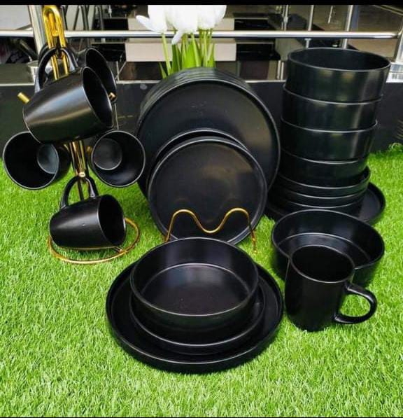 24 pcs dinner set black