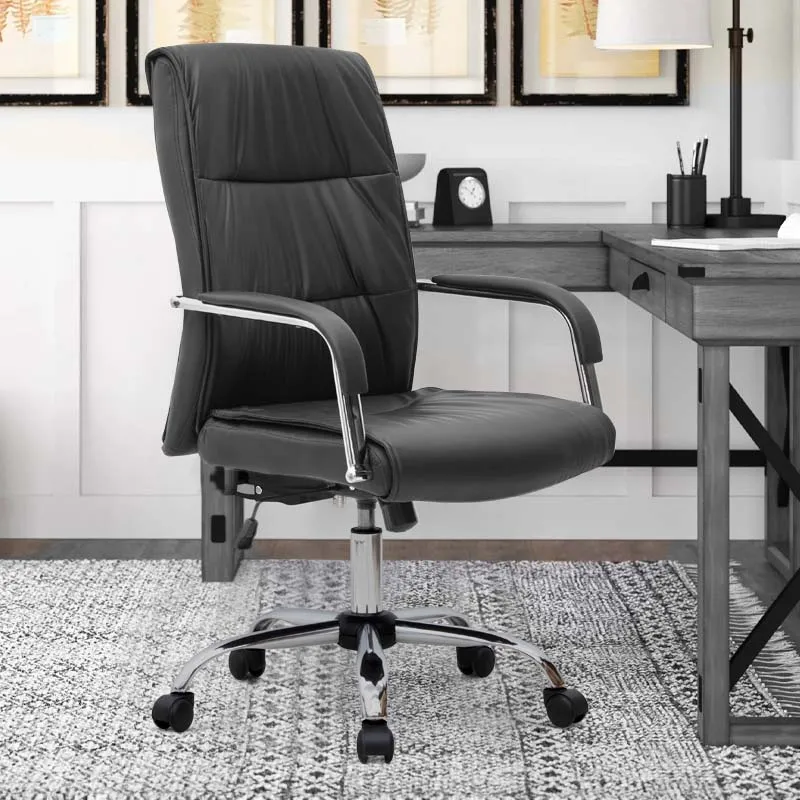 Swivel midback leather chair