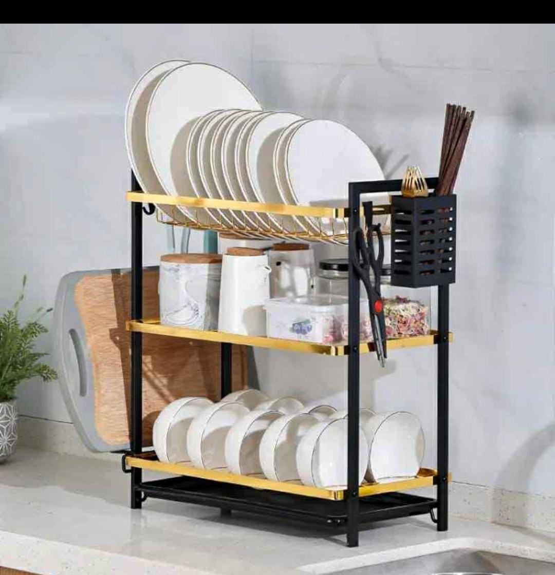 Dish rack 3 layer advanced new model with gold en black