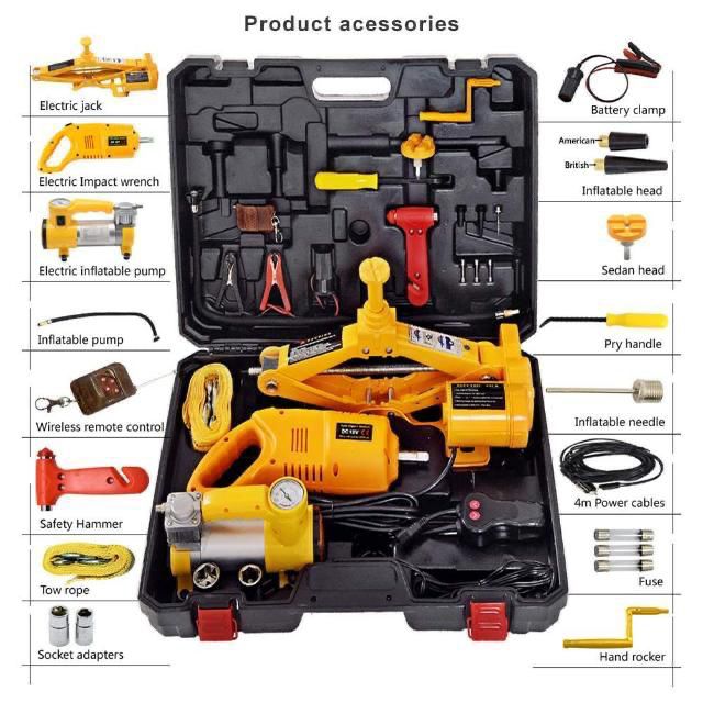 Car Jack 3 In 1 - Electric Car Jack, Air Compressor & Wrench