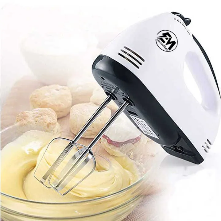 EM Hand Mixer Whisk Egg Beater Food Stirrer Grinder Blender Kitchenware Kitchen Tools Utensils Cooking Machine Cookware White ElectroMate - Image 2