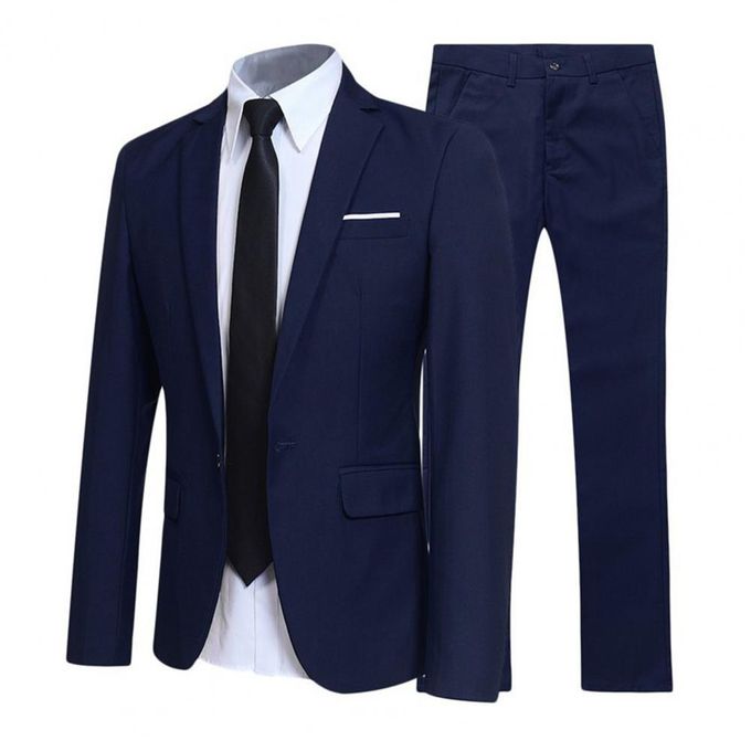 (Navy Blue)Suit Suit Men's Two-piece Business Dress Professional Small West