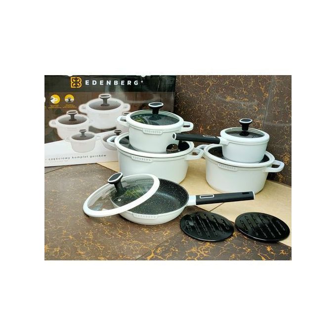 EDENBERG 12 Pcs Marble-Coated Cookware Set-White - Image 2
