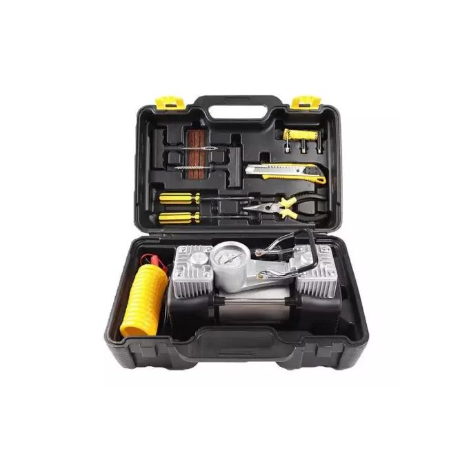 Portable DC 12V Metal Air Compressor Tyre Inflator Electric Pressure Gauge And Tools - Image 3