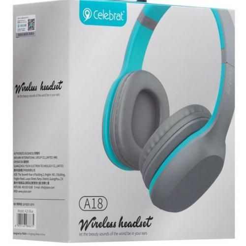 Celebrat A18 Wireless Bluetooth Headphones Wit Extra Bass Blue