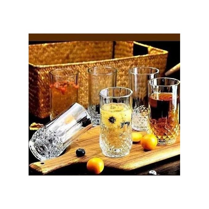 Elegant Set Of 6 Medium Size Diamond Water, Juice Glasses