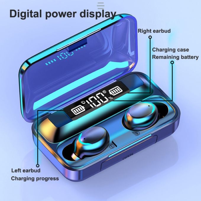 TWS F9-5 Bluetooth Wireless Earbuds 2200mAh Powerbank - Image 2