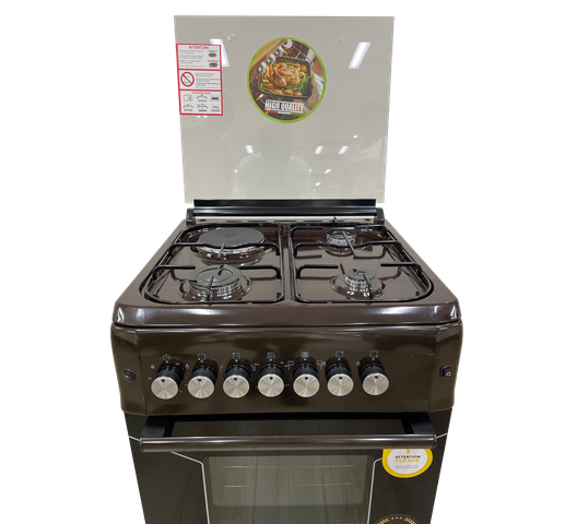 Von VAC6F031UB 3 Gas + 1 Electric Cooker - Brown - Image 2