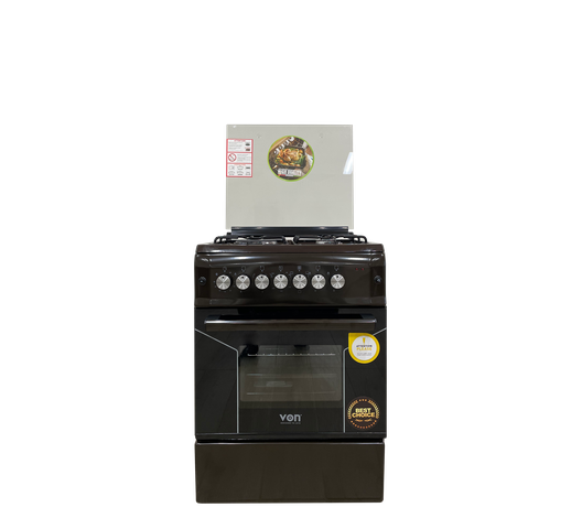 Von VAC6F031UB 3 Gas + 1 Electric Cooker - Brown