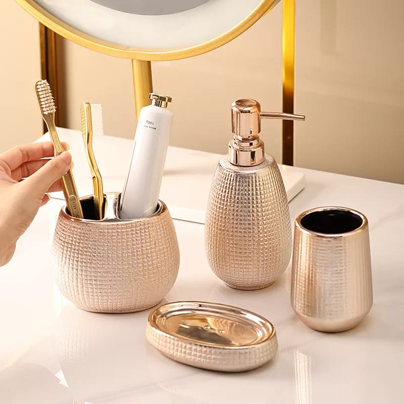 4 piece rose gold ceramic toiletry set s
