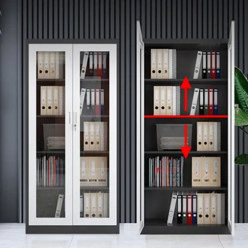 Grey Full Glass Filing Cabinet