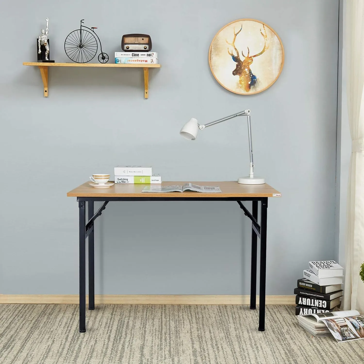 Wooden Desk With foldeable Metallic Legs