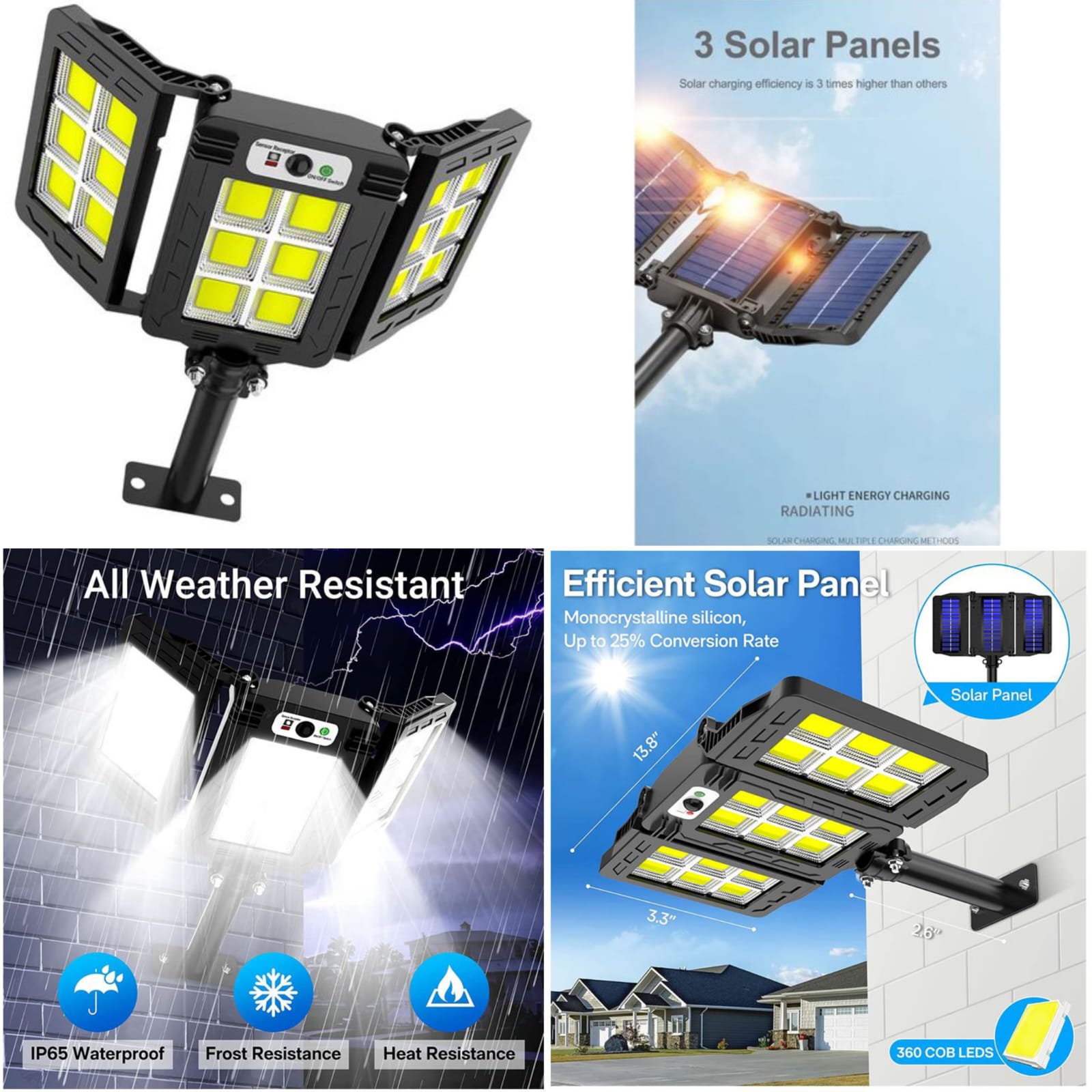 300watss Triple Sided Solar light