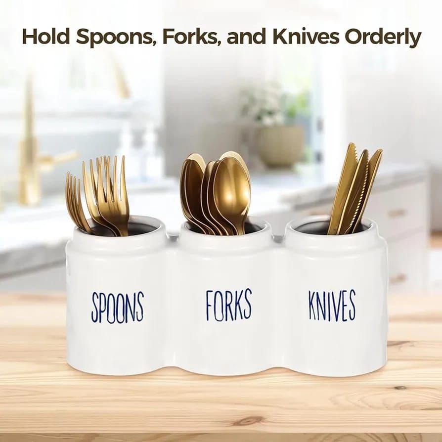 3 compartment Ceramic cutlery Holder - Image 5