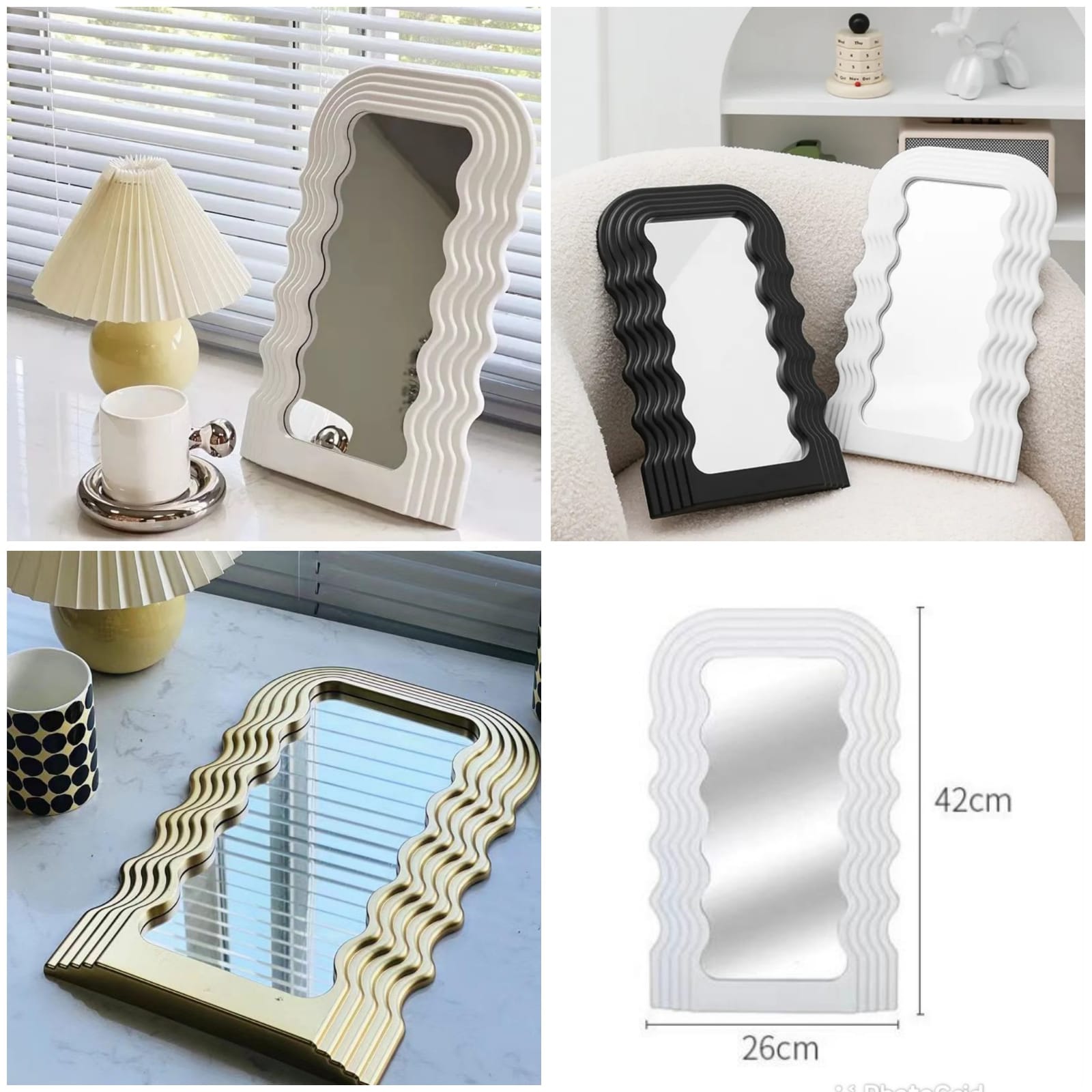 Table top wavy mirror