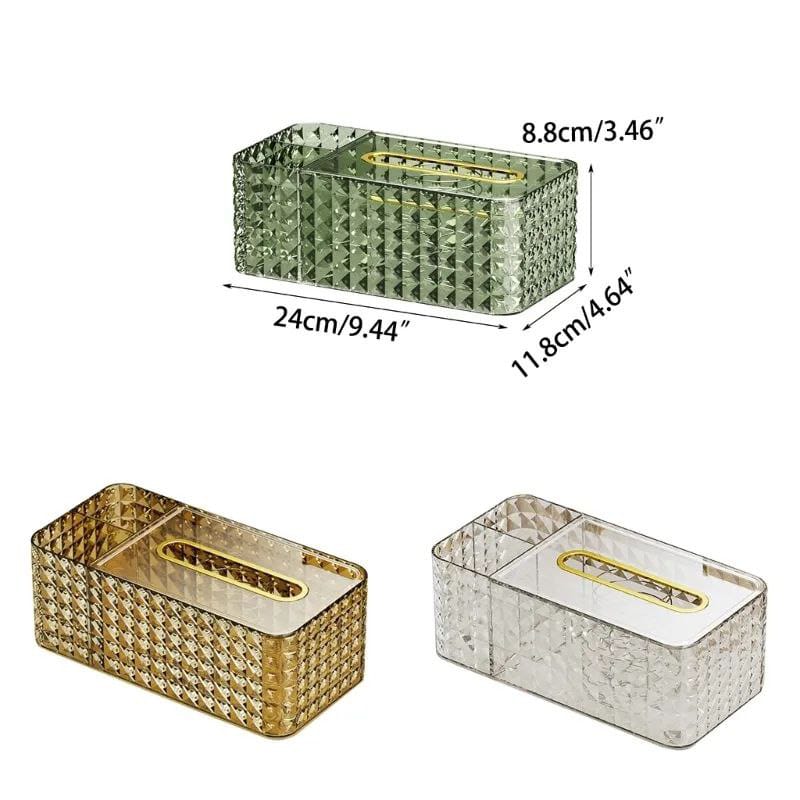 Diamond pattern tissue box with compartment - Image 3