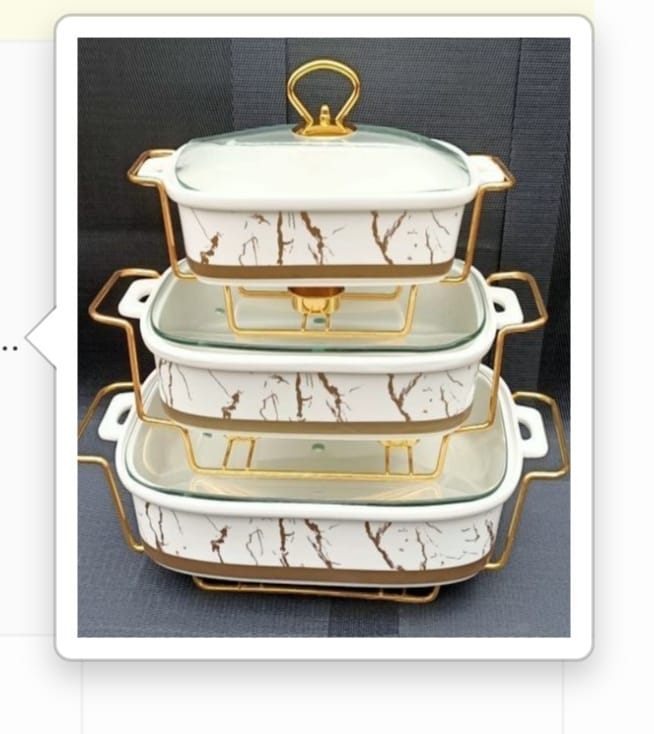Ceramic chaffing dishes 3.5,2.5 1.8 ltrs