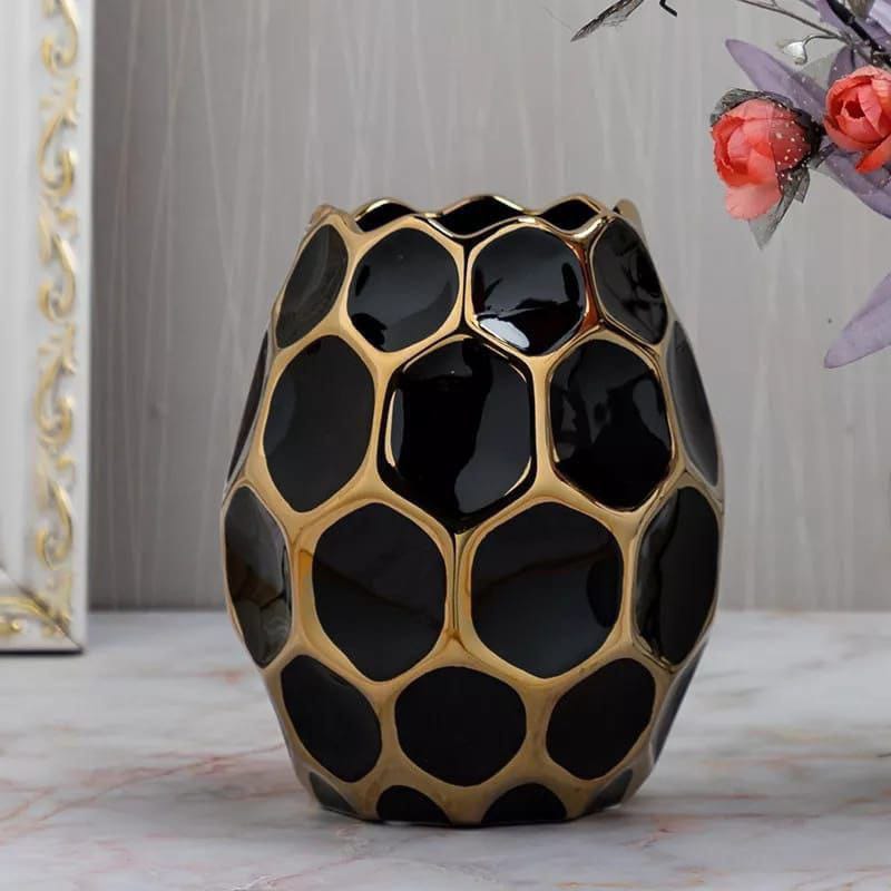 Unique Ceramic flower vase Black