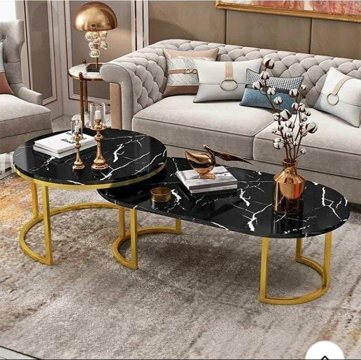 Marble effect coffee table set