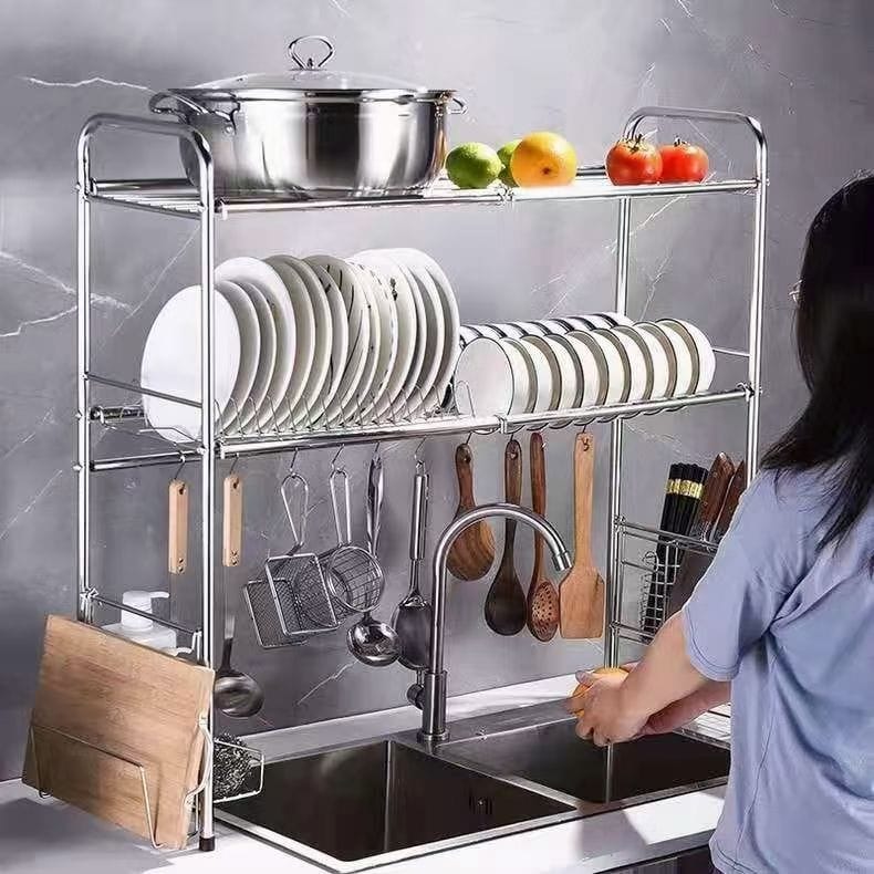 2 Tier Silver Over the sink dish drainer