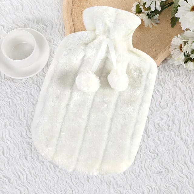 Hot water bottles with faux fleece cover