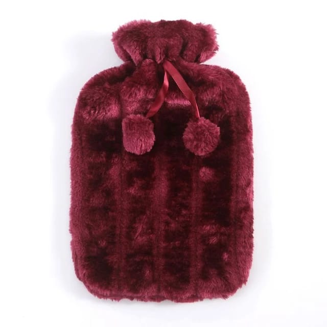 Hot water bottles with faux fleece cover