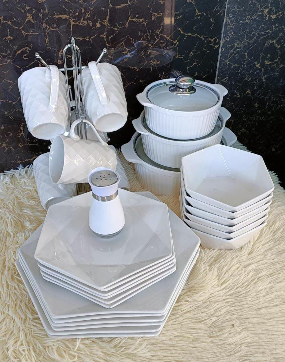 30pc Hexagonal Ceramic Dinner set