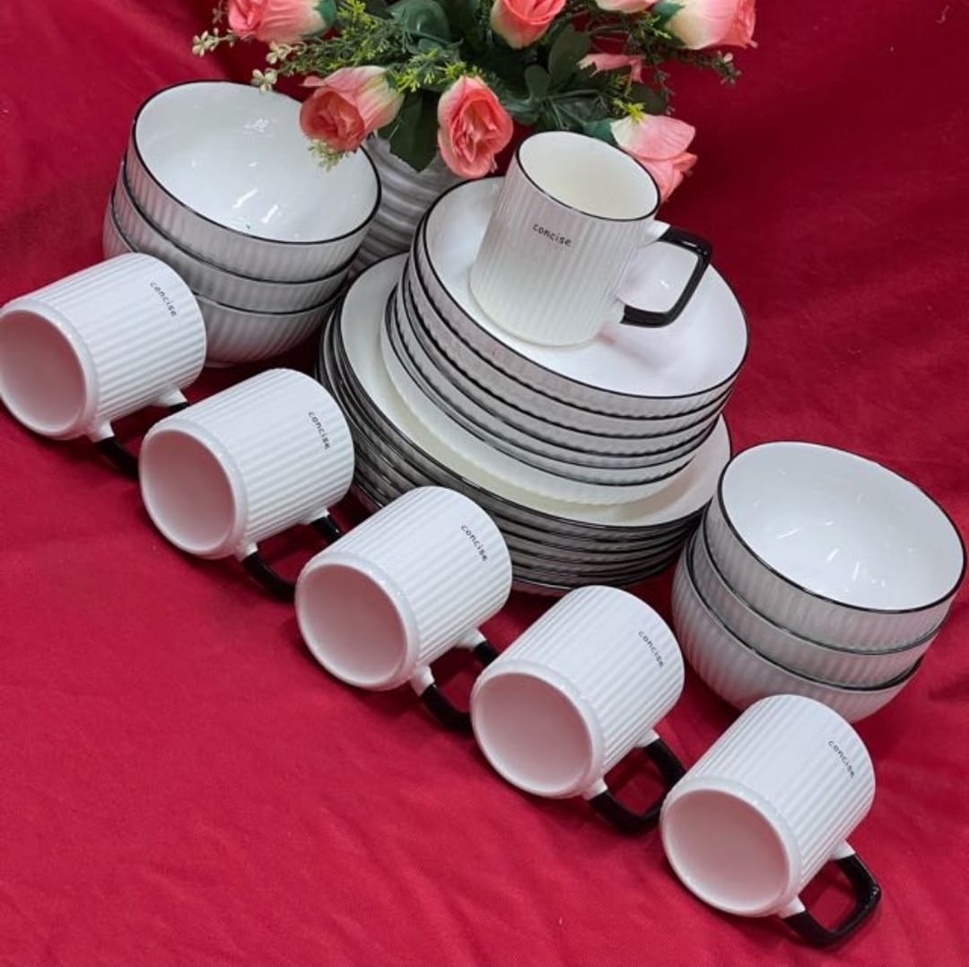 24 pcs Japanese dinner sets white