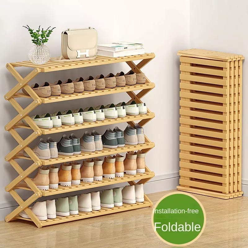 5 Tier Brown Bamboo Shoe Rack stand | Multifunctional Organizer