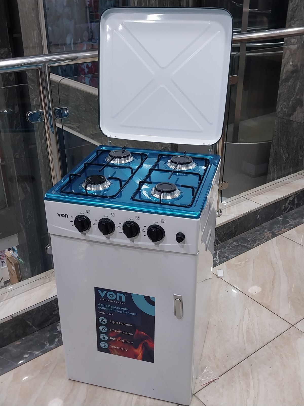 Free Standing 4 gas VON  Automatic Ignation With CYLINDER COMPARTMENT